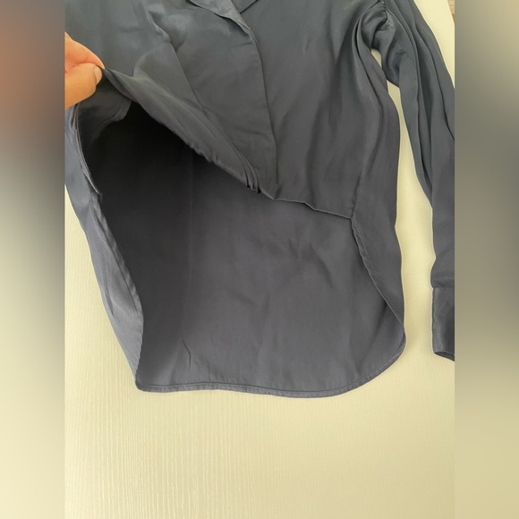 3.1 Phillip Lim Long Sleeve Navy Blue Wrap Blouse Sz 0 - Picture 13 of 16